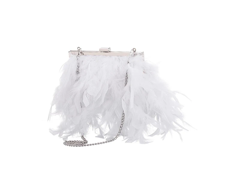 Nina All Over Feather Frame Clutch