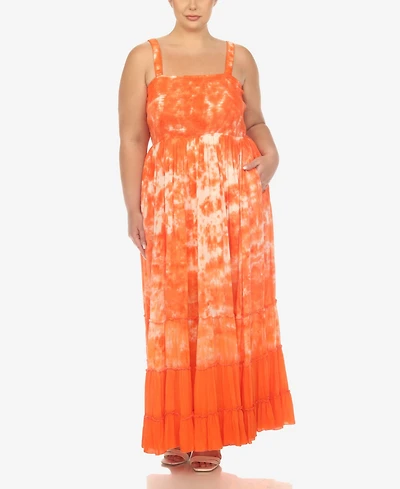 White Mark Plus Smocked Ruffle Maxi Dress