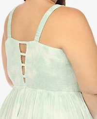 White Mark Plus Smocked Ruffle Maxi Dress