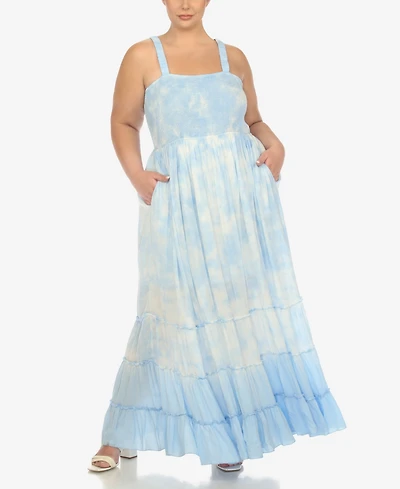White Mark Plus Smocked Ruffle Maxi Dress