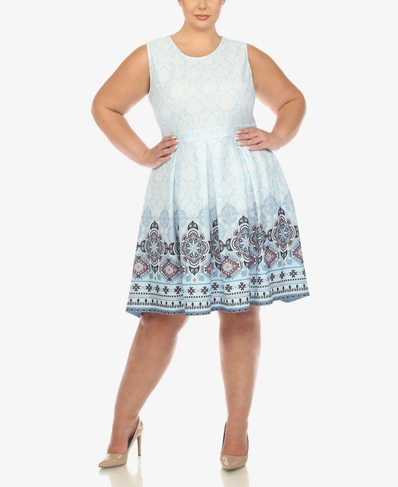 White Mark Plus Fit and Flare Knee Length Dress