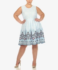 White Mark Plus Fit and Flare Knee Length Dress