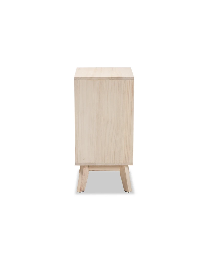 Baxton Studio Halian Mid-Century Modern Two-Tone White and Light Brown Finished Wood 3-Drawer End Table
