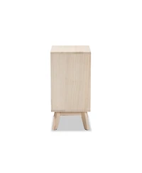 Baxton Studio Halian Mid-Century Modern Two-Tone White and Light Brown Finished Wood 3-Drawer End Table