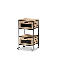 Baxton Studio Olinda Modern Industrial Oak Brown Finished Wood and Black Metal 2-Drawer End Table