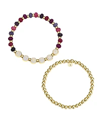 Unwritten Multi Purple Quartz Strong Stone and Beaded Stretch Bracelet Set