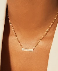 Audrey by Aurate Nano Emerald Color Baguette Bar Pendant Necklace (1 ct. t.w.) Gold Vermeil, 17" (Also White Sapphire Color, Ruby Colo