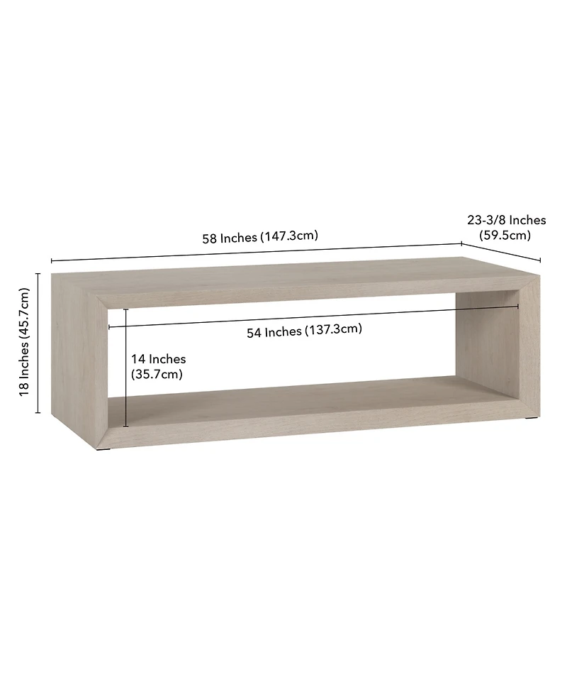Hudson & Canal Osmond 58" Wide Rectangular Coffee Table in Alder White