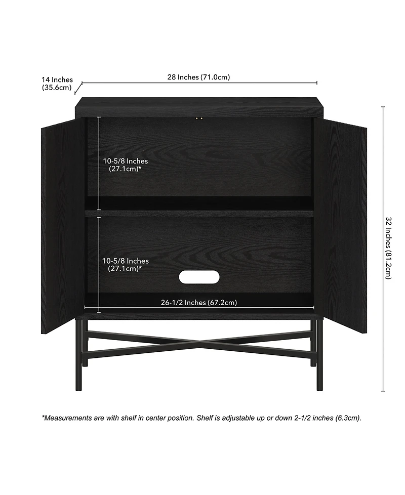 Hudson & Canal Brighton 28" Wide Rectangular Accent Cabinet in Black Grain