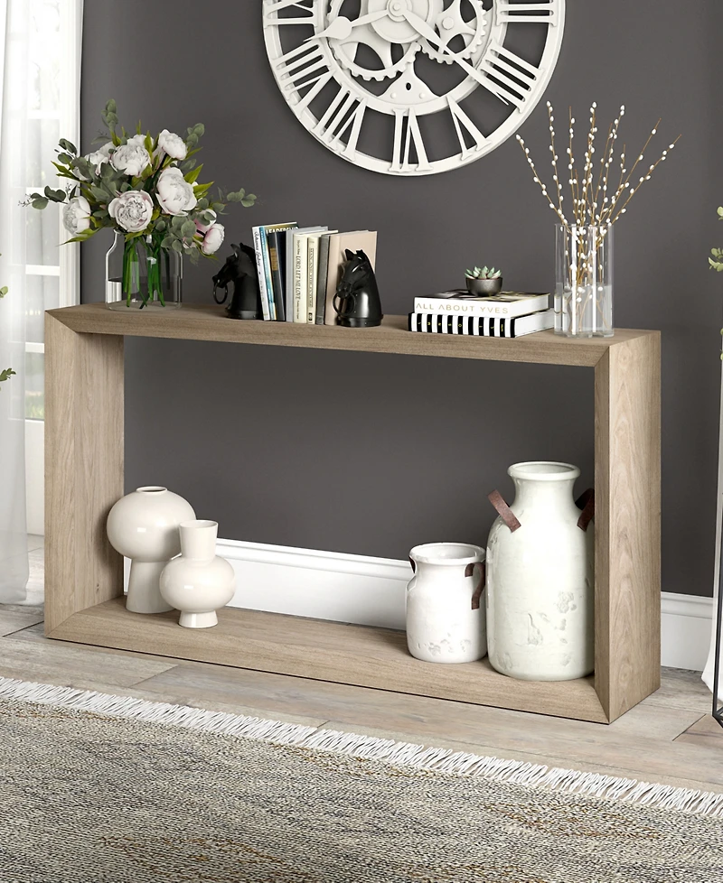 Hudson & Canal Osmond 55" Wide Rectangular Console Table in Antiqued Gray Oak