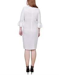 Ny Collection Petite 3/4 Sleeve Textured Knit Dress