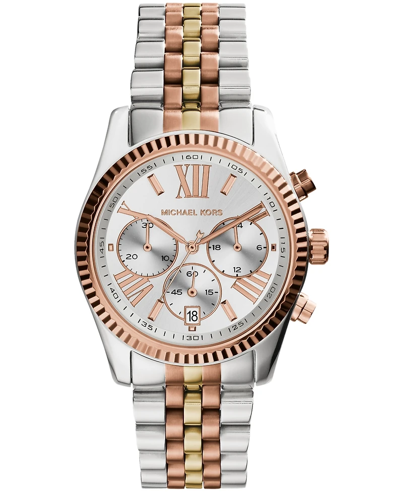 Michael Kors Women's Lexington Tri-Tone Stainless Steel Watch 38mm