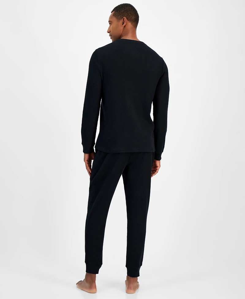 Club Room Men's Waffle Long-Sleeve T-Shirt & Pajama Pant Set, Created for Macys