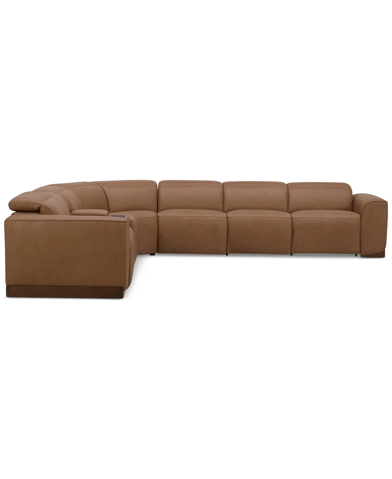 Lovro -Pc. Leather Sectional with Power Motion Chairs & 1 Console