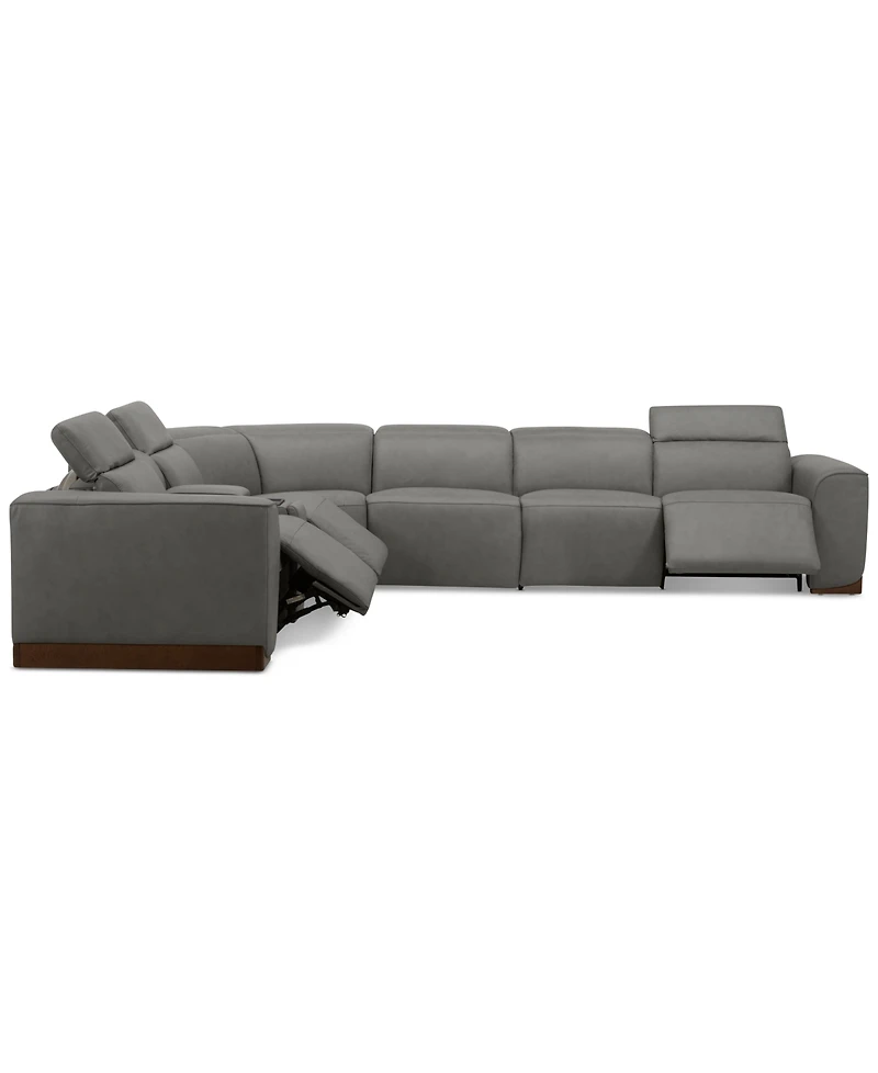 Lovro -Pc. Leather Sectional with Power Motion Chairs & 1 Console