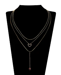 Unwritten Cubic Zirconia Heart Y-Neck Layered Necklace Set