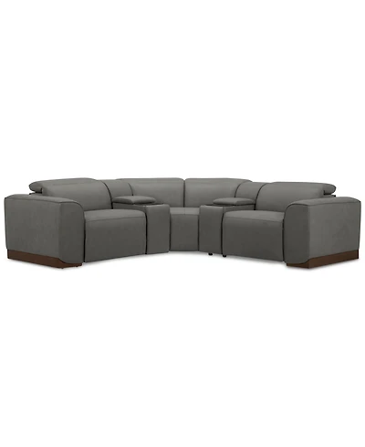 Lovro 5-Pc. Leather Sofa with 2 Power Motion Chairs & Consoles, Created for Macy's