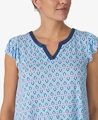 Ellen Tracy Women's Short Sleeve Cropped Pj Set