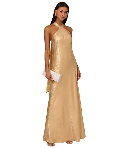 Adrianna Women's Folied-Chiffon Halter Gown