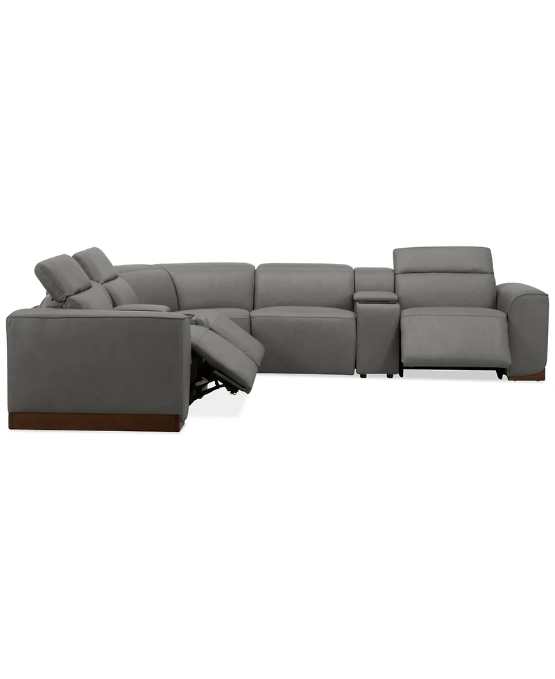 Lovro 7-Pc. Leather Sectional with 3 Power Motion Chairs & 2 Consoles, Created for Macy's