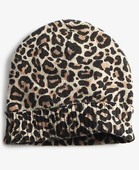 Charter Club Cashmere Leopard Cuffed Beanie, Created for Macy's