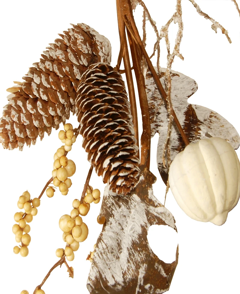 National Tree Company 6' Artificial Autumn Garland, White, Made with Pumpkins, Gourds, Maple Leaves, Pinecones, Berry Clusters, Autumn Collection
