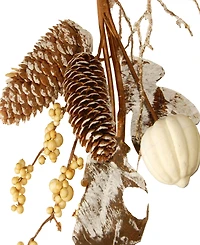 National Tree Company 6' Artificial Autumn Garland, White, Made with Pumpkins, Gourds, Maple Leaves, Pinecones, Berry Clusters, Autumn Collection