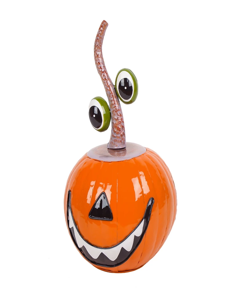 National Tree Company 15" Halloween Decoration, Floating Eyes Metal Pumpkin with Gloss Finish, Orange