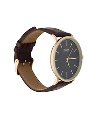 Jones New York Men's Brown genuine leather Strap Watch 44mm