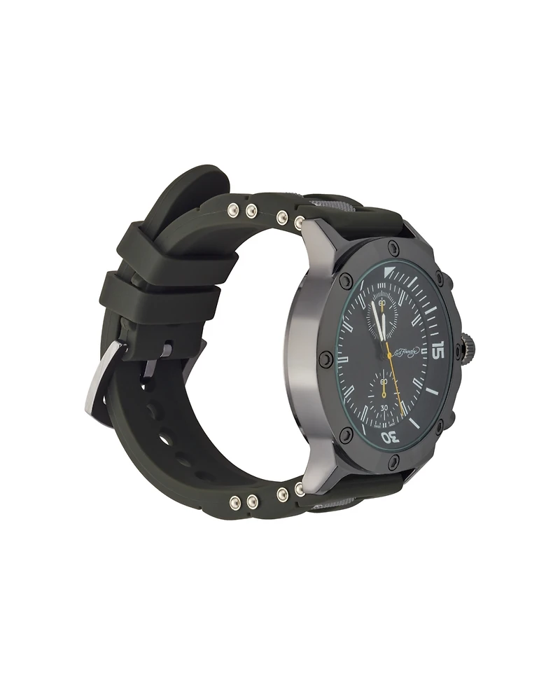 Ed Hardy Men's Olive Silicone Strap Watch 52mm