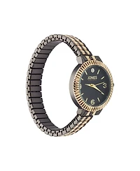 Jones New York Women's Genuine Diamond Gold-Tone and Black Multi-Link Expansion Metal Bracelet Analog Watch 31mm