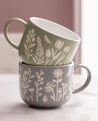 Mason Cash In The Meadow Set of 4 Green Tulip Mugs