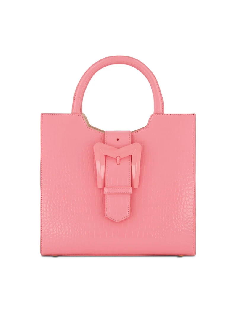 Crocodile Leather Buckle Detail Medium Tote Bag