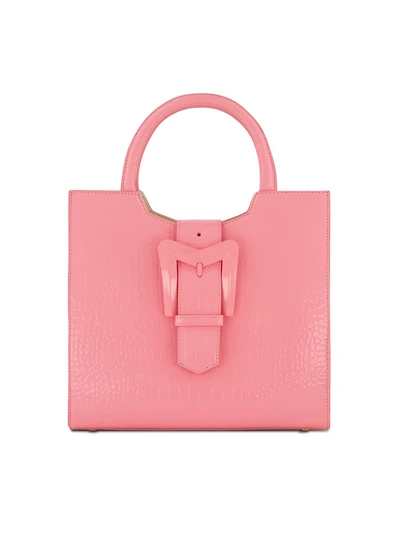 Crocodile Leather Buckle Detail Medium Tote Bag