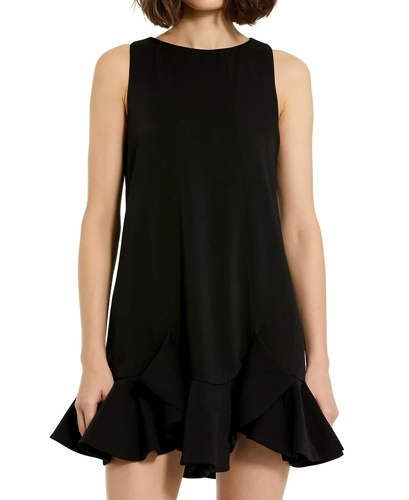 Women's Crepe Sleeveless Ruffle Hem Mini Dress