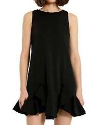 Women's Crepe Sleeveless Ruffle Hem Mini Dress