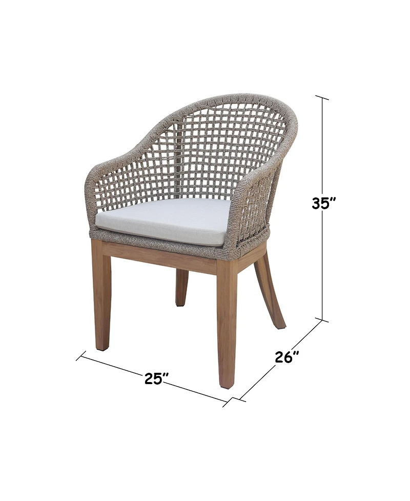 International Concepts Set of Two Outdoor Teak Patio Dining Chair with Cushions