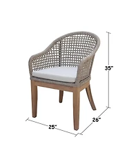 International Concepts Set of Two Outdoor Teak Patio Dining Chair with Cushions