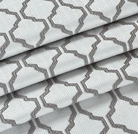 Kate Aurora White & Gray Complete 3 Piece Moroccan Geometric Kitchen Curtain Tier & Valance Set