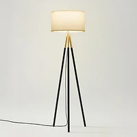 Levi Modern Led Tripod Gold Floor Lamp with Drum Shade (61"), Bulb Included