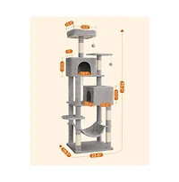 Slickblue Cat Tree Tower With Hammock, Basket, Scratching Posts, Cat Caves, Plush Perches, Cat Activity Center