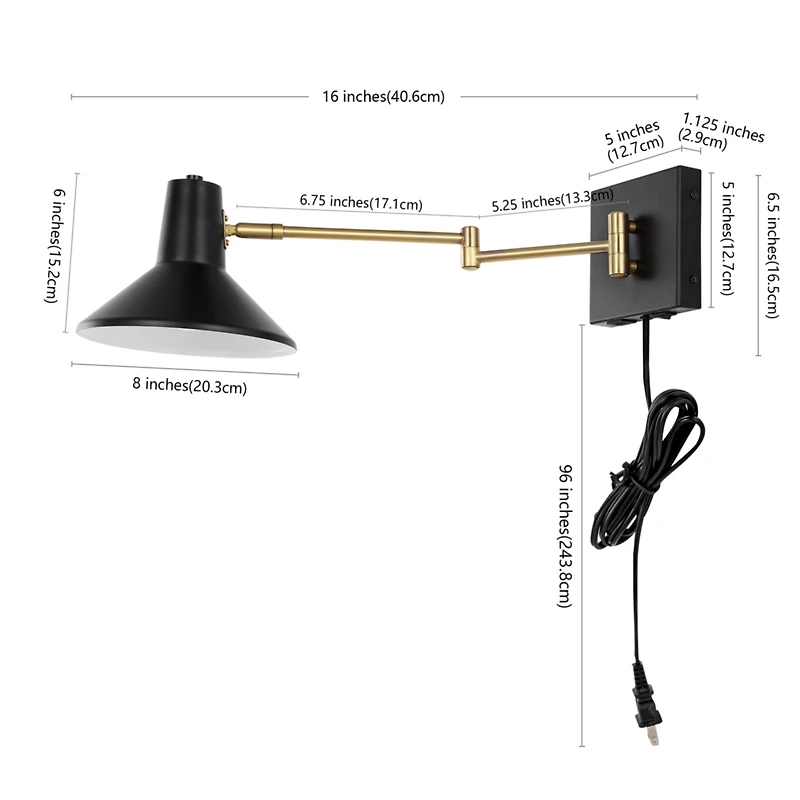 Jonathan Y Hygge Swing Arm Modern Midcentury Iron Usb Charging Port Led Sconce