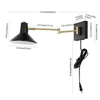 Jonathan Y Hygge Swing Arm Modern Midcentury Iron Usb Charging Port Led Sconce