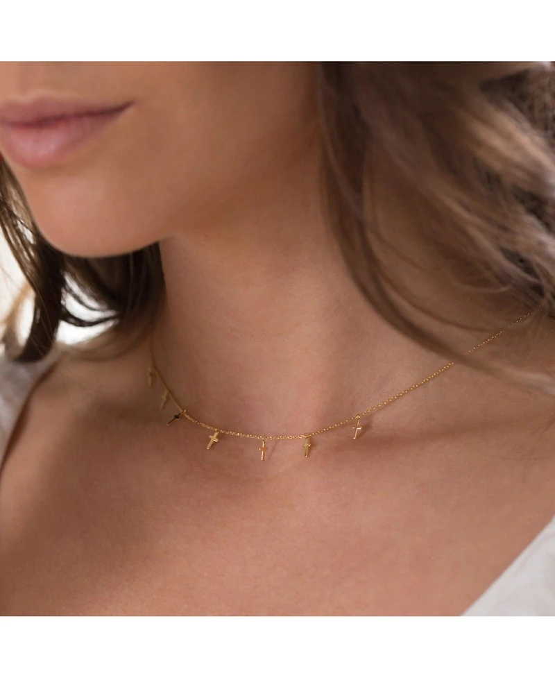 Bearfruit Jewelry Sterling Silver 18k Gold Plated Brianna Cross Necklace