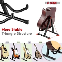 5 Core Guitar Stand A Frame Shape w Soft Foam Arm Non Slip Rubber for Acoustic Electric Bass - Gss Bpnk 1PC