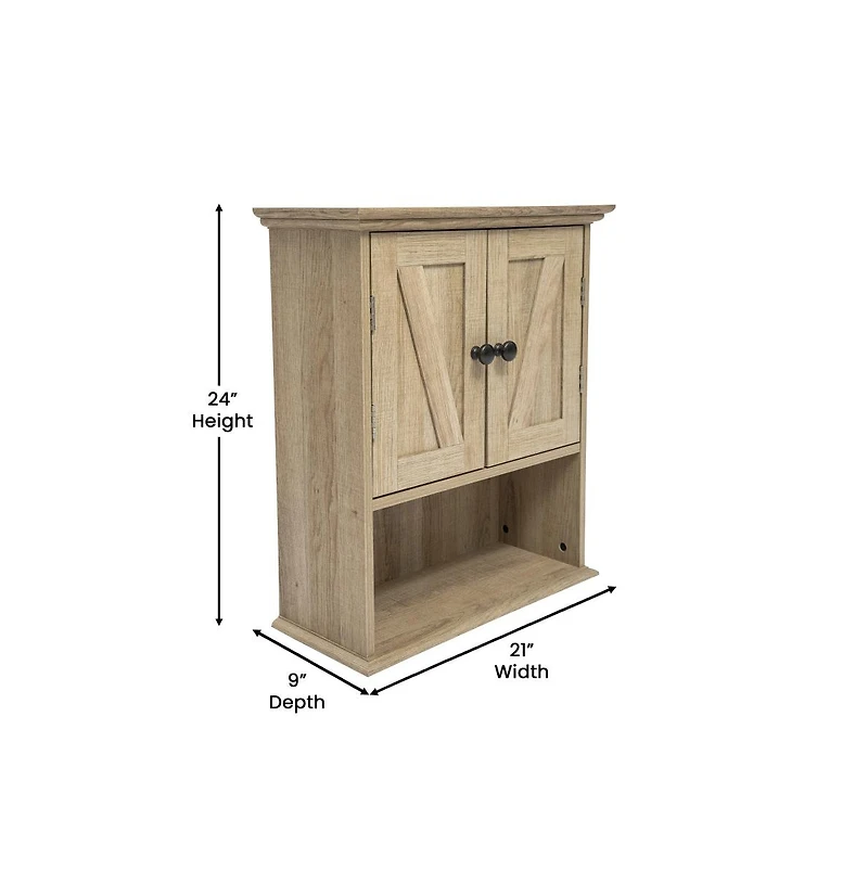 Merrick Lane Delilah Wall Mounted Bathroom Medicine Cabinet With Adjustable Shelf, Lower Open And Magnetic Closure Doors