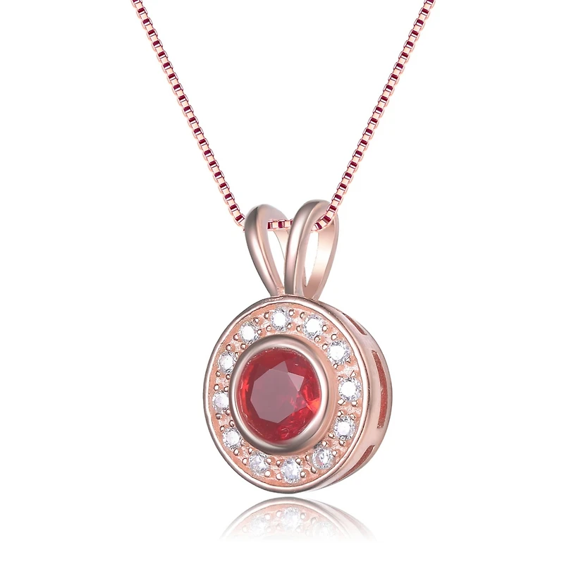 Modern Sterling Silver with Cubic Zirconia Round Bezel Pendant