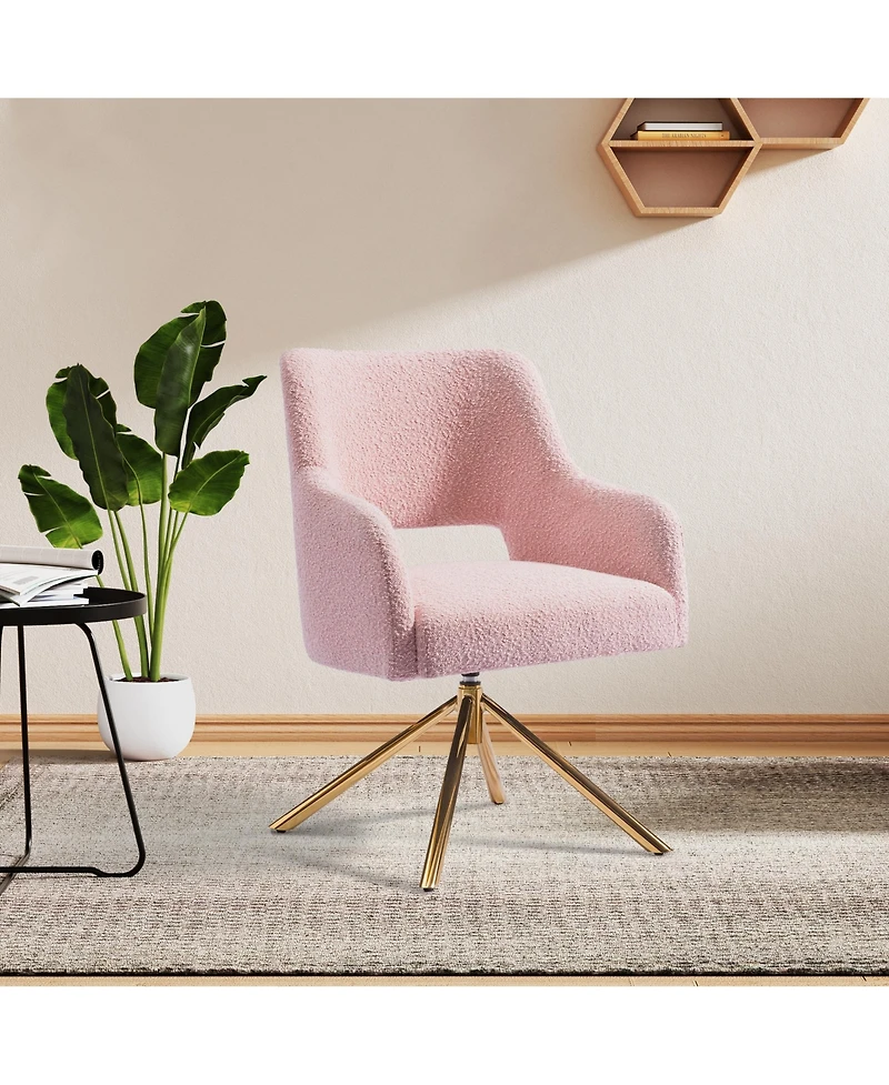 Mid-Century Modern Wide Boucle Swivel Accent Arm Chair (Set of 4)