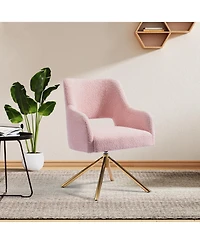 Mid-Century Modern Wide Boucle Swivel Accent Arm Chair (Set of 4)