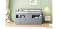 Simplie Fun Twin Loft Bed With 4 Drawers, Underneath Cabinet And Shelves, Espresso
